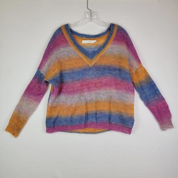 ASTR The Label Sweaters - ASTR The Label Womens Open Knit Pullover Sweater Size Small Multicolor Rainbow